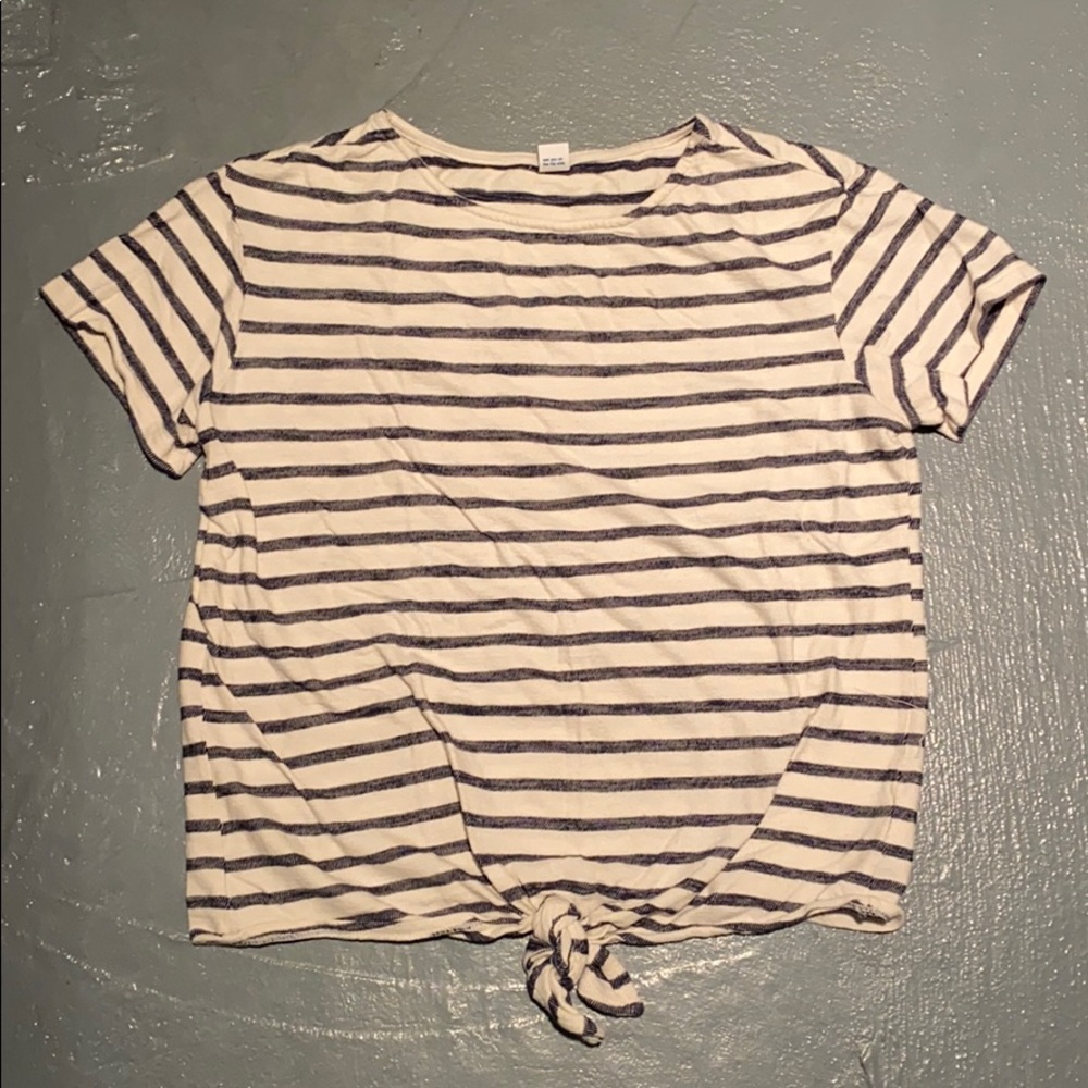 Old Navy Blue & White Striped Tie Short Sleeve